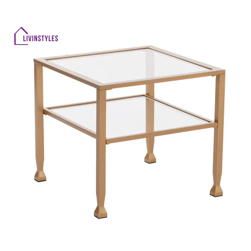 Nisha Metal Coffee Table with Glass Top