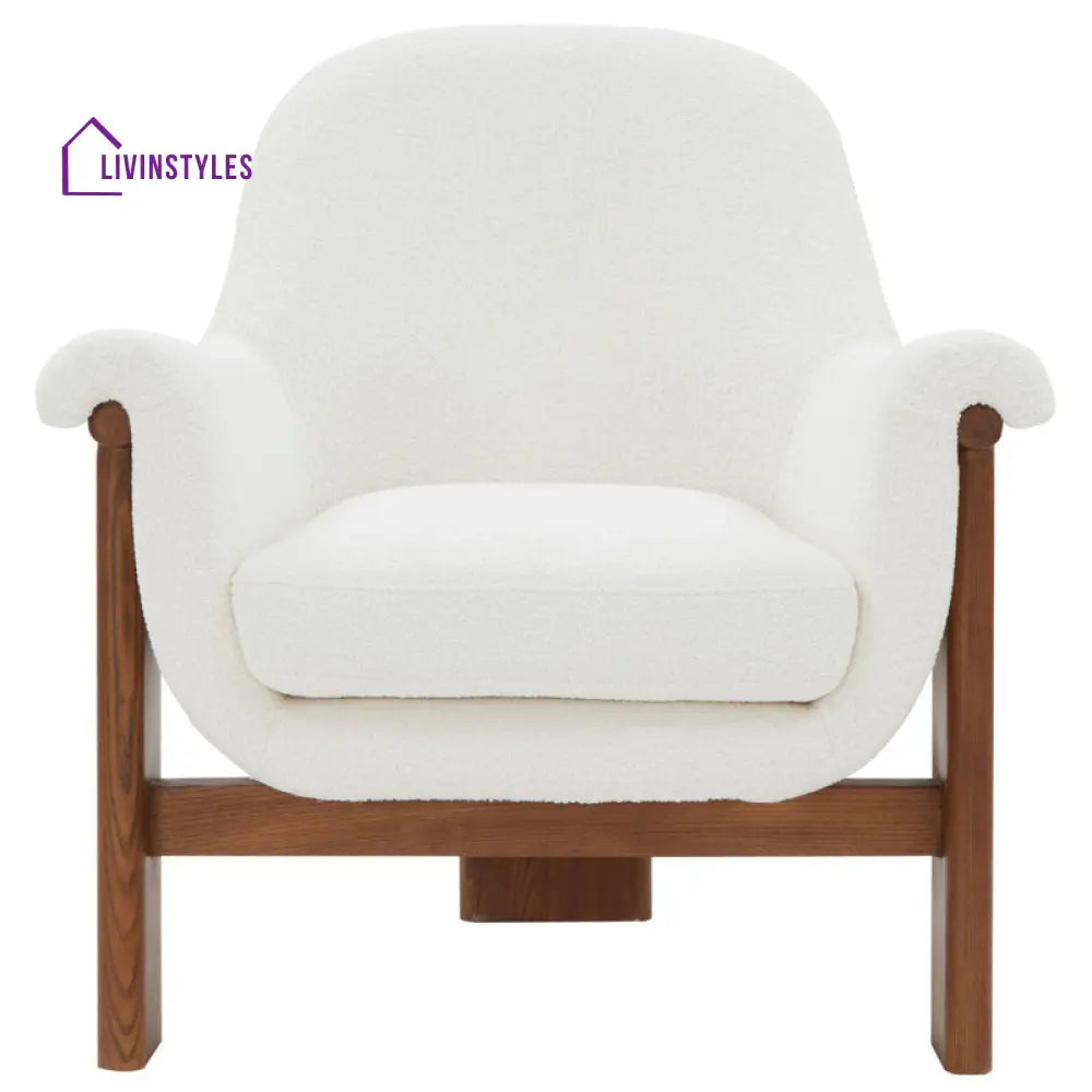 Nishka Solid Wood and Fabric Arm Chair | Living Room Chair | Lounge Chair
