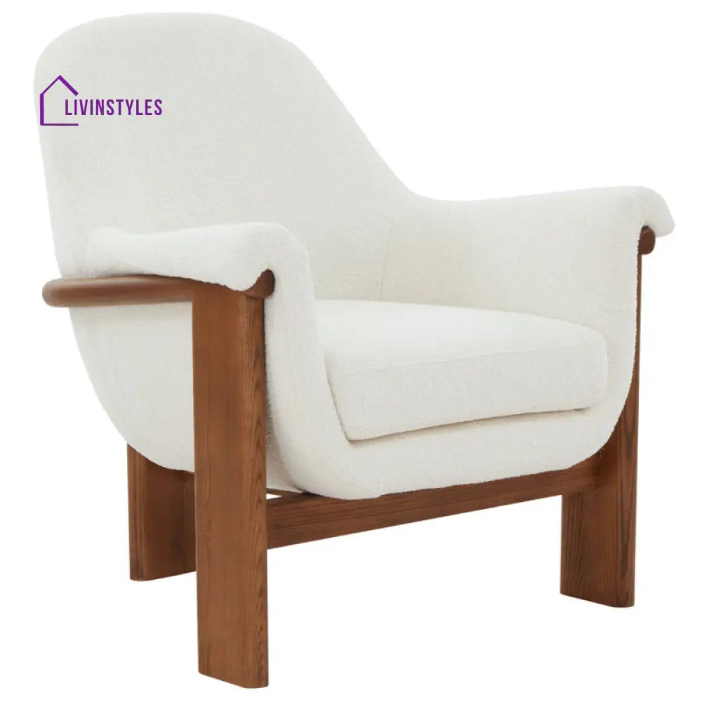 Nishka Solid Wood and Fabric Arm Chair | Living Room Chair | Lounge Chair