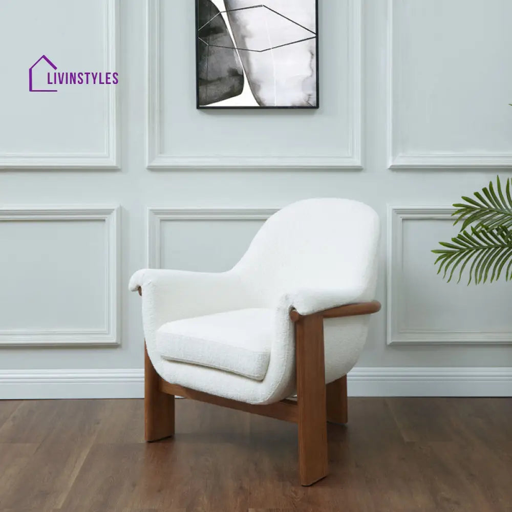 Nishka Solid Wood and Fabric Arm Chair | Living Room Chair | Lounge Chair