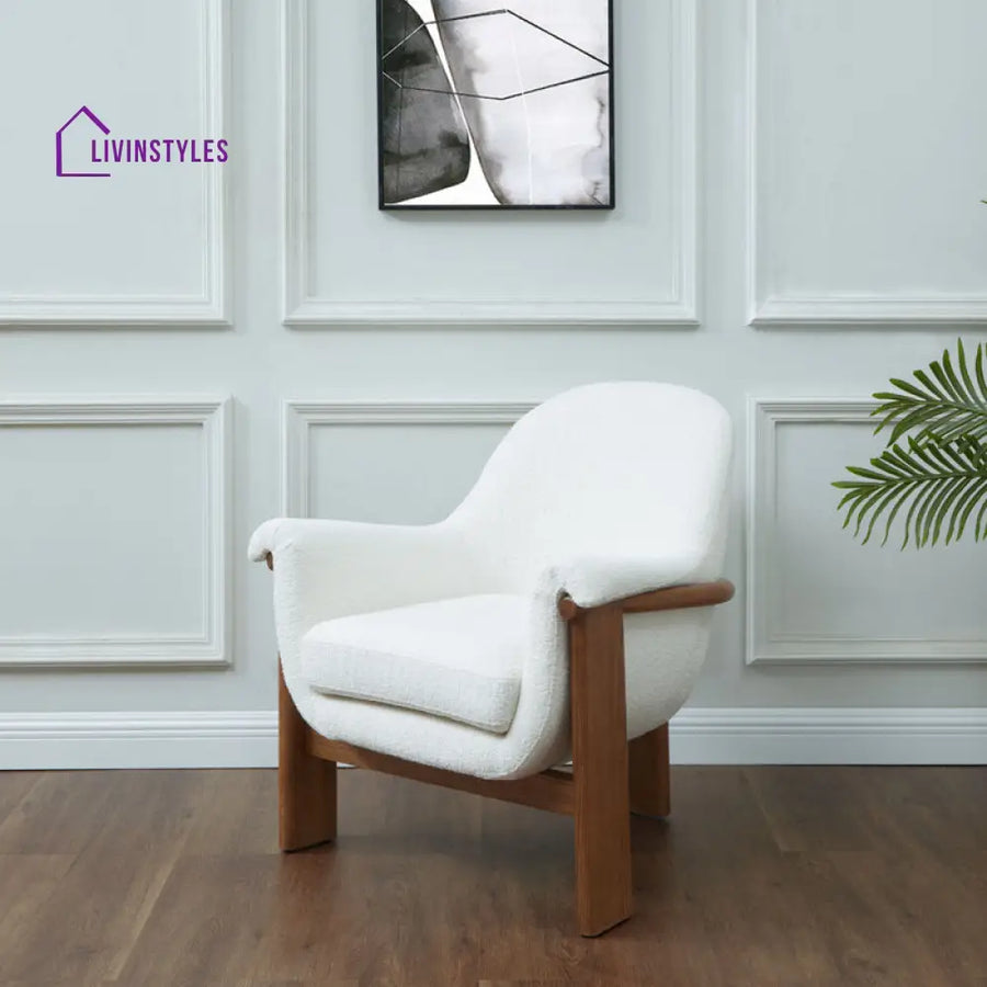 Nishka Solid Wood and Fabric Arm Chair | Living Room Chair | Lounge Chair