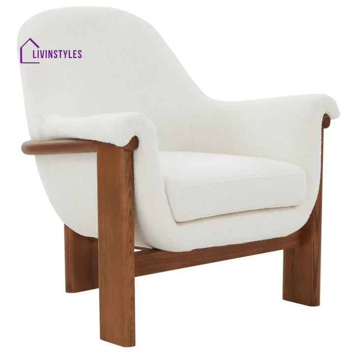 Nishka Solid Wood and Fabric Arm Chair | Living Room Chair | Lounge Chair