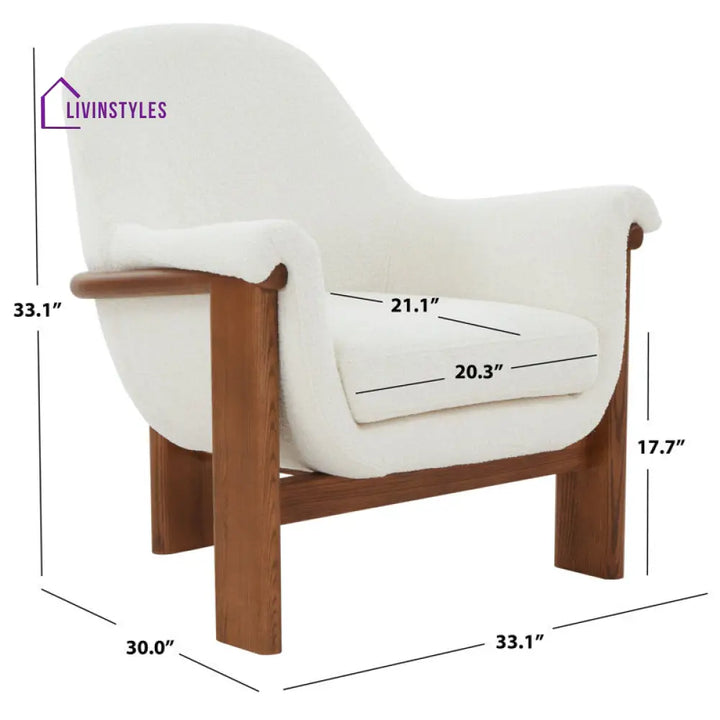 Nishka Solid Wood and Fabric Arm Chair | Living Room Chair | Lounge Chair