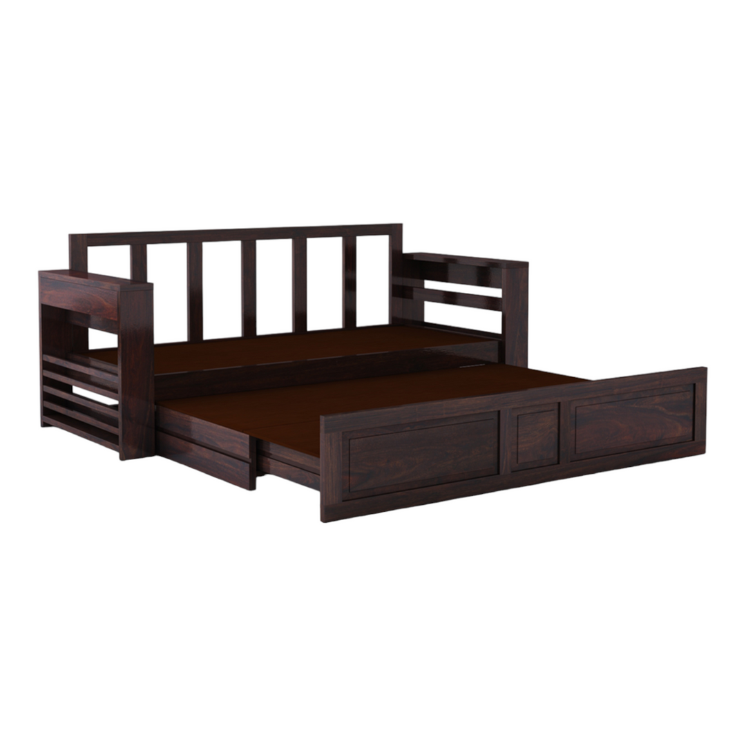 VivaRest 3 Seater Walnut Sofa Cum Bed Sheesham Wood