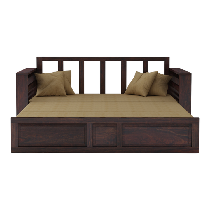 VivaRest 3 Seater Walnut Sofa Cum Bed Sheesham Wood