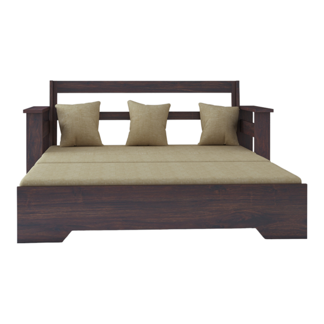 NovaDream 3 Seater Walnut Sofa Cum Bed Sheesham Wood