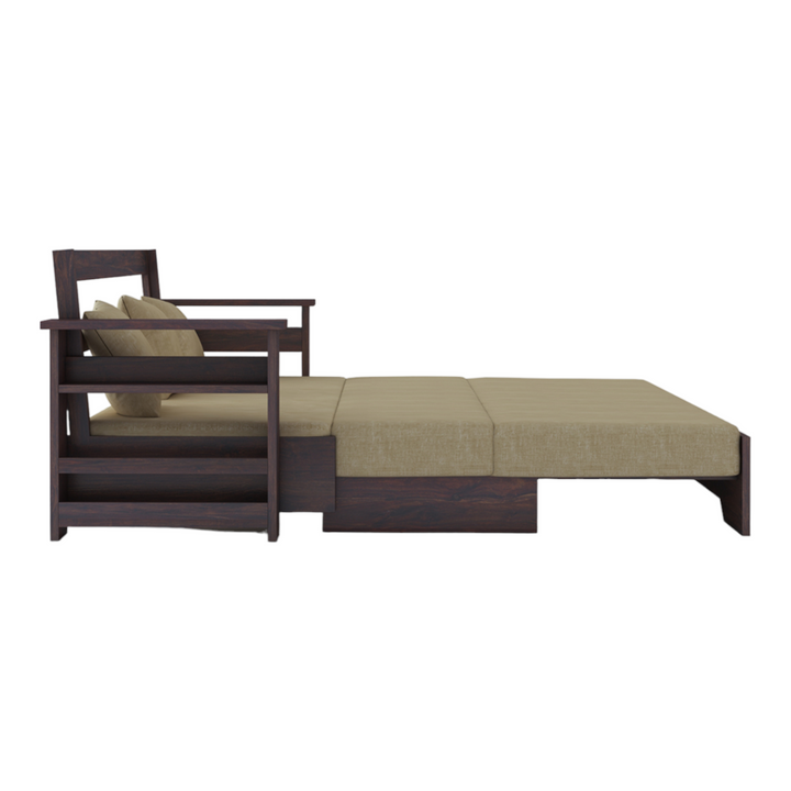 NovaDream 3 Seater Walnut Sofa Cum Bed Sheesham Wood