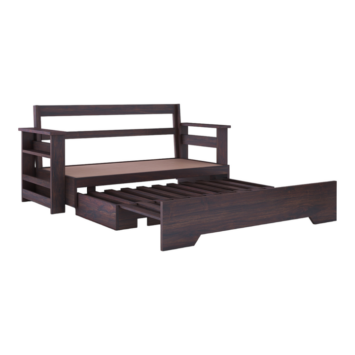 NovaDream 3 Seater Walnut Sofa Cum Bed Sheesham Wood