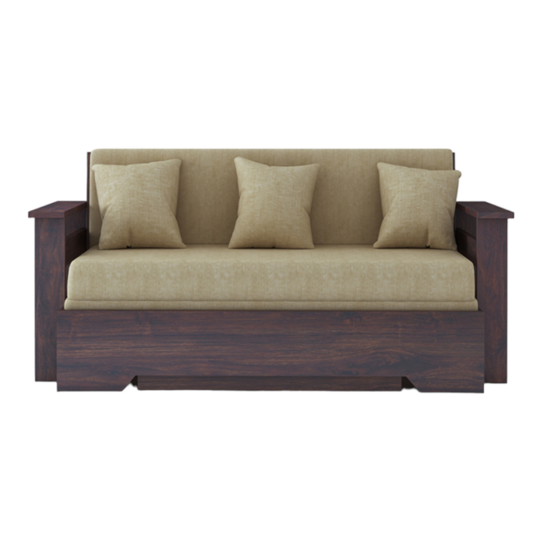 NovaDream 3 Seater Walnut Sofa Cum Bed Sheesham Wood