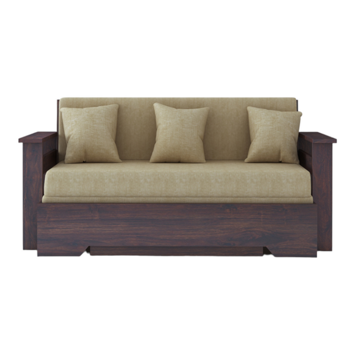 NovaDream 3 Seater Walnut Sofa Cum Bed Sheesham Wood