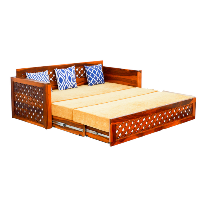 Tranquilix Sofa Cum Bed Sheesham Wood Queen Size Outer Sofa Dimensions (Inches) 62 L x 30 W x 30.5 H Outer Bed