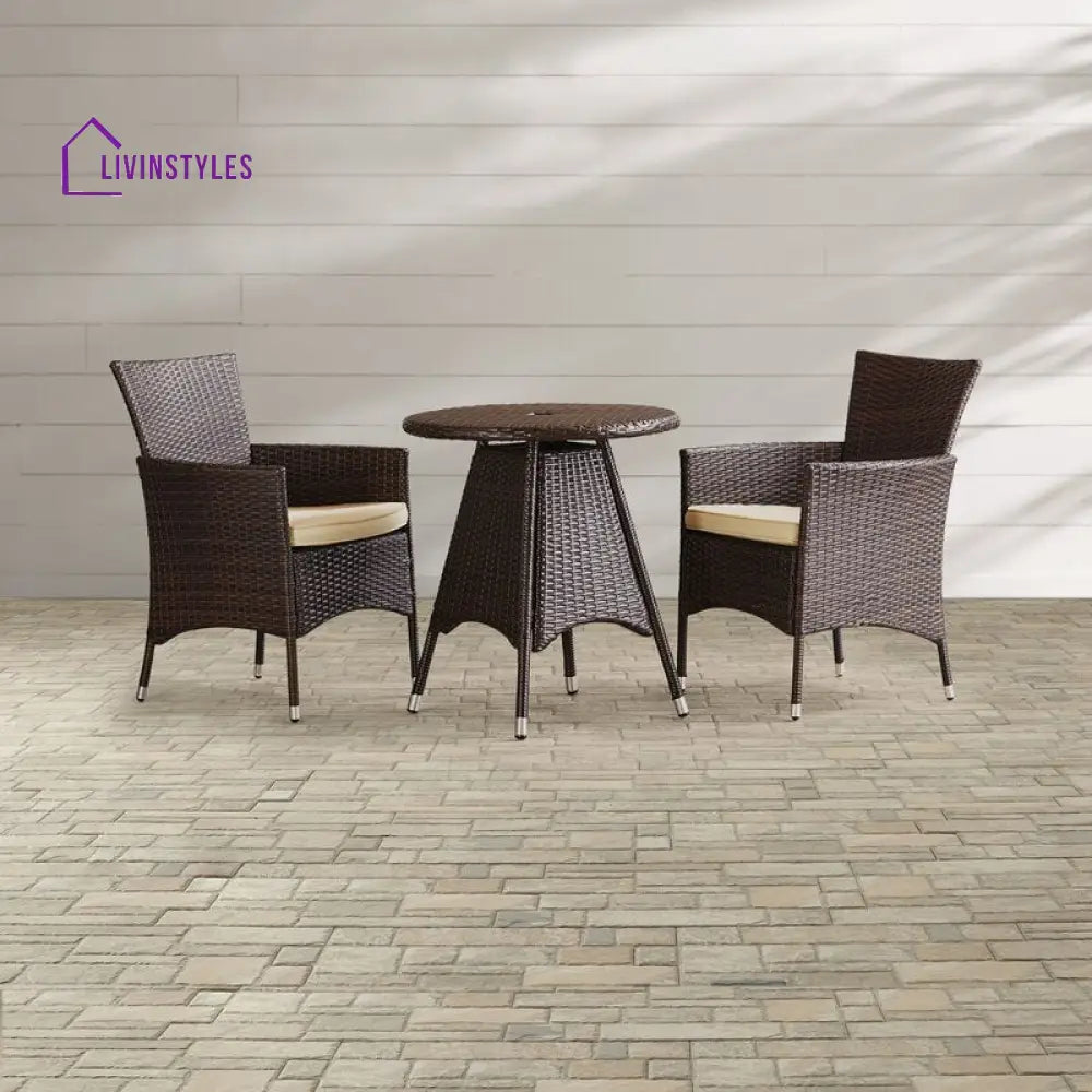 Nitara Outdoor Patio Seating Set 2 Chairs and 1 Table Set (Dark Brown) - Coffee Table Sets
