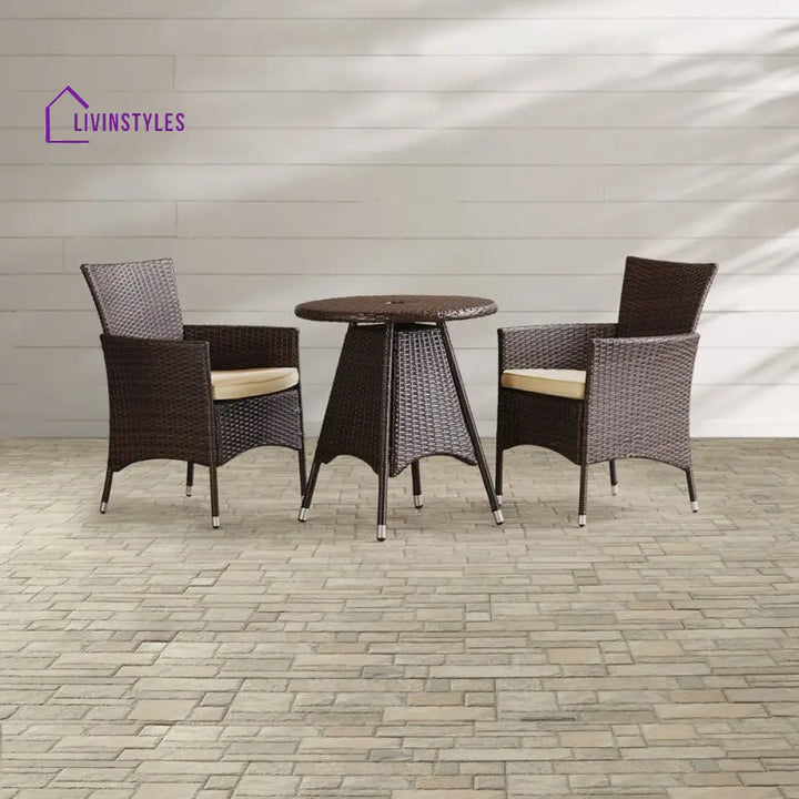Nitara Outdoor Patio Seating Set 2 Chairs and 1 Table Set (Dark Brown) - Coffee Table Sets