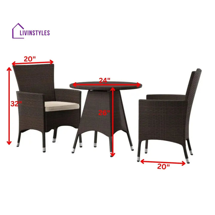 Nitara Outdoor Patio Seating Set 2 Chairs and 1 Table Set (Dark Brown) - Coffee Table Sets