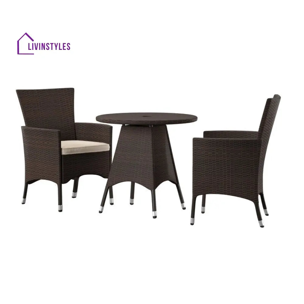 Nitara Outdoor Patio Seating Set 2 Chairs and 1 Table Set (Dark Brown) - Coffee Table Sets