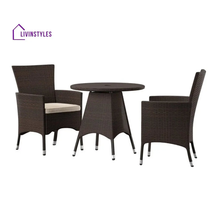 Nitara Outdoor Patio Seating Set 2 Chairs and 1 Table Set (Dark Brown) - Coffee Table Sets