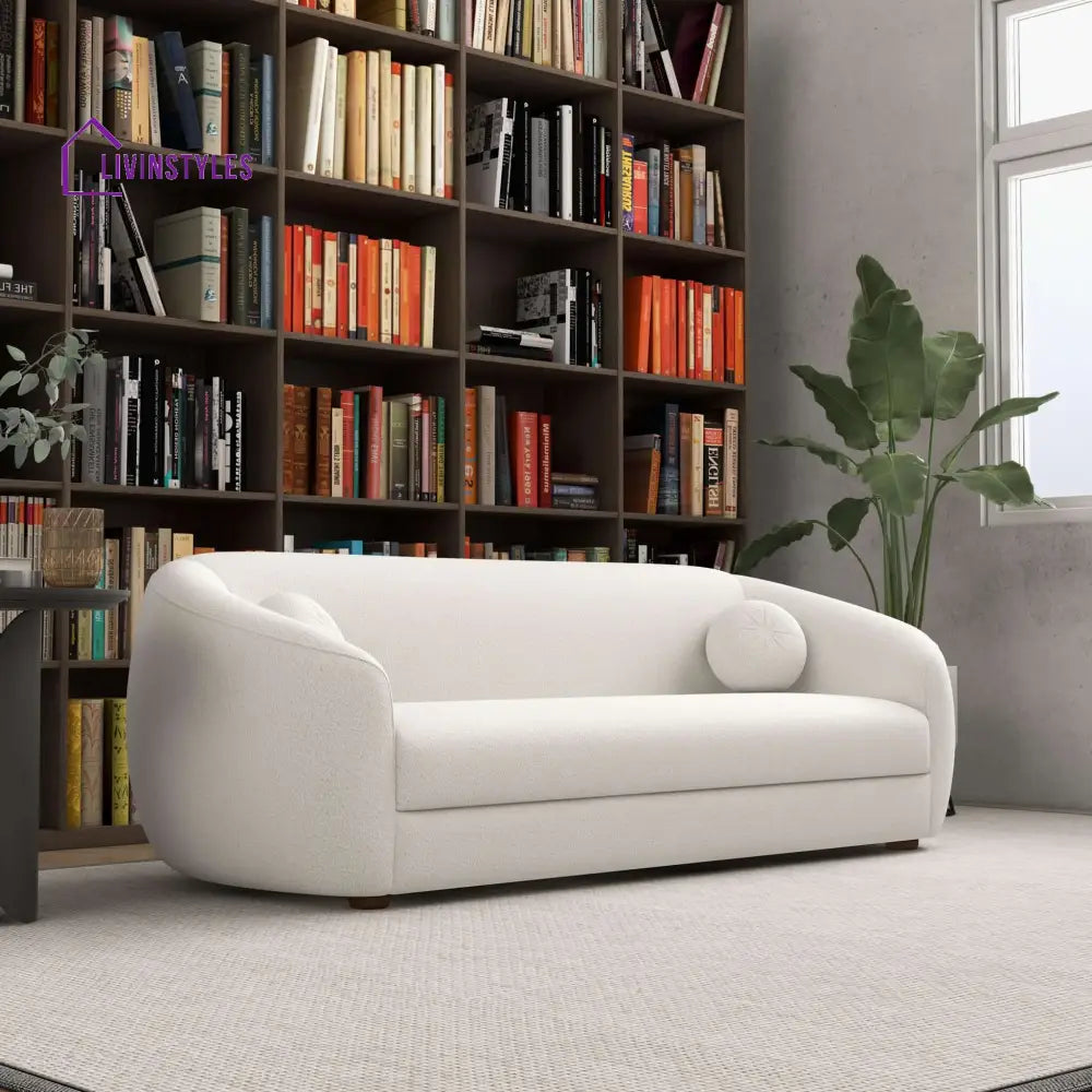 Nitin Beige Three Seater Sofa For Living Room