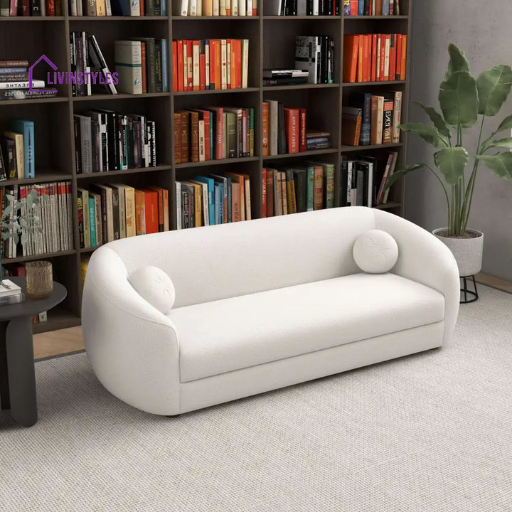 Nitin Beige Three Seater Sofa For Living Room