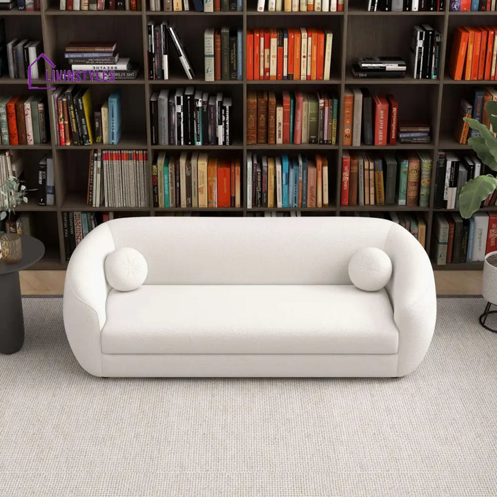 Nitin Beige Three Seater Sofa For Living Room