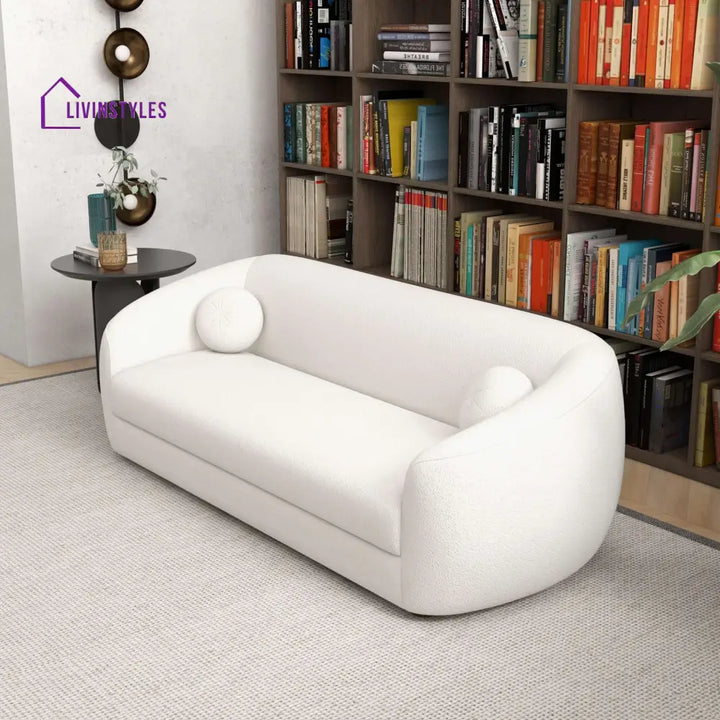 Nitin Beige Three Seater Sofa For Living Room