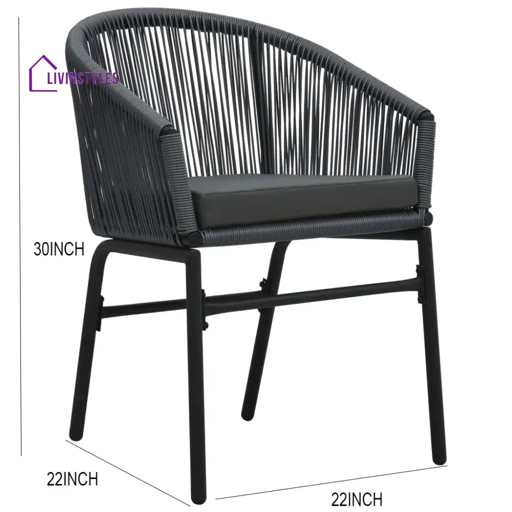 Nitra Outdoor Patio Seating Set 2 Chairs and 1 Table Set (Black) - Coffee Table Sets