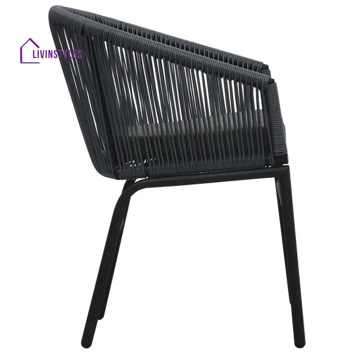 Nitra Outdoor Patio Seating Set 2 Chairs and 1 Table Set (Black) - Coffee Table Sets