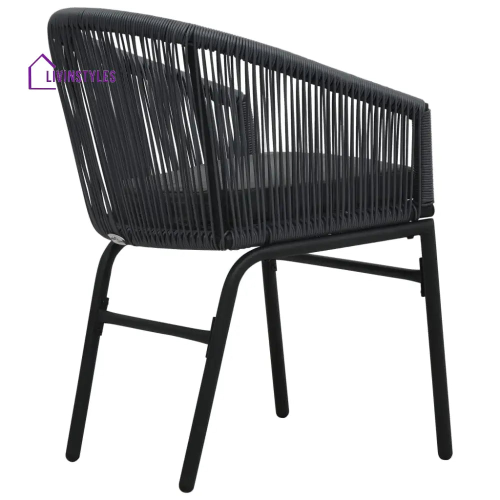 Nitra Outdoor Patio Seating Set 2 Chairs and 1 Table Set (Black) - Coffee Table Sets