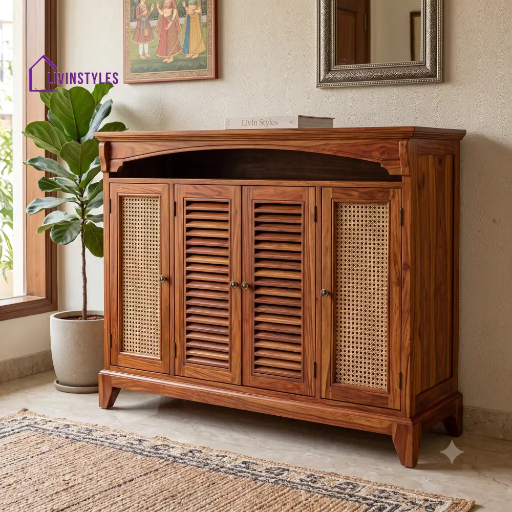 Nivetha Sheesham Wood Shoe Rack | Wooden Shoe Cabinet