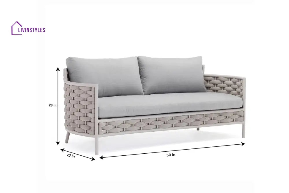 Nivio Outdoor Garden Balcony Sofa Set 2 Seater 2 Single seater and 1 Center Table Set Braid & Rope(White + Cream)