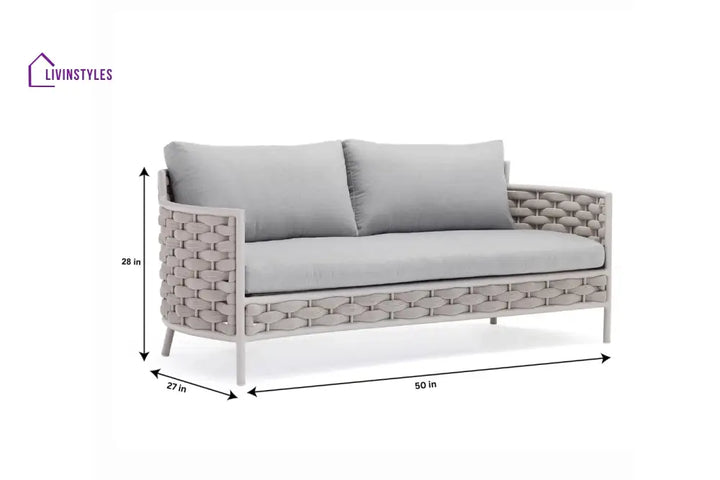 Nivio Outdoor Garden Balcony Sofa Set 2 Seater 2 Single seater and 1 Center Table Set Braid & Rope(White + Cream)