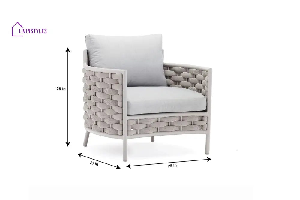 Nivio Outdoor Garden Balcony Sofa Set 2 Seater 2 Single seater and 1 Center Table Set Braid & Rope(White + Cream)
