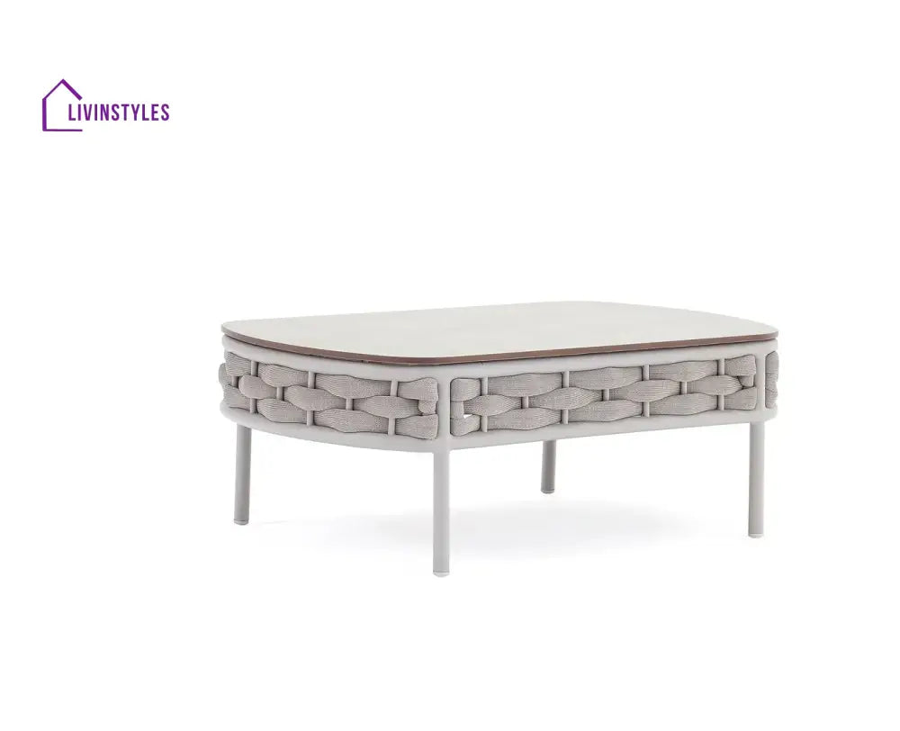 Nivio Outdoor Garden Balcony Sofa Set 2 Seater 2 Single seater and 1 Center Table Set Braid & Rope(White + Cream)
