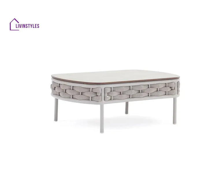 Nivio Outdoor Garden Balcony Sofa Set 2 Seater 2 Single seater and 1 Center Table Set Braid & Rope(White + Cream)