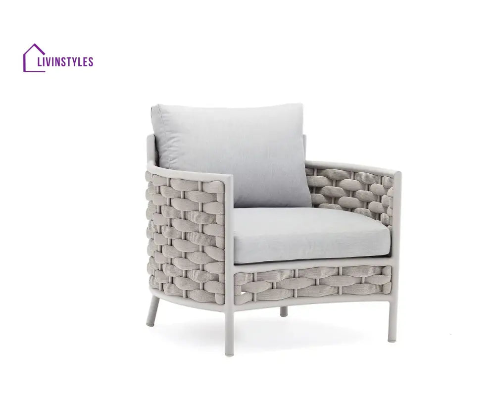 Nivio Outdoor Garden Balcony Sofa Set 2 Seater 2 Single seater and 1 Center Table Set Braid & Rope(White + Cream)