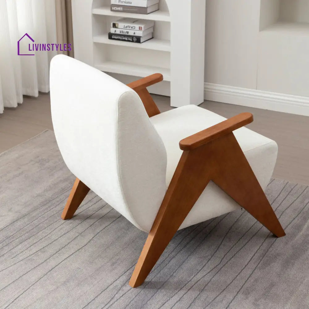 Nivya Solid Wood and Fabric Arm Chair | Living Room Chair | Lounge Chair
