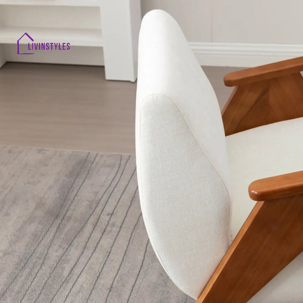 Nivya Solid Wood and Fabric Arm Chair | Living Room Chair | Lounge Chair