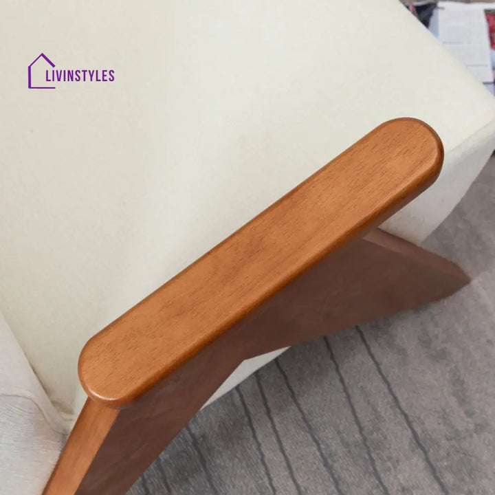 Nivya Solid Wood and Fabric Arm Chair | Living Room Chair | Lounge Chair