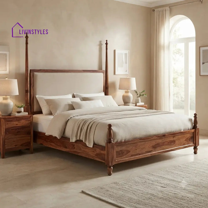 Noah Solid Sheesham Wood Poster Bed Without Storage