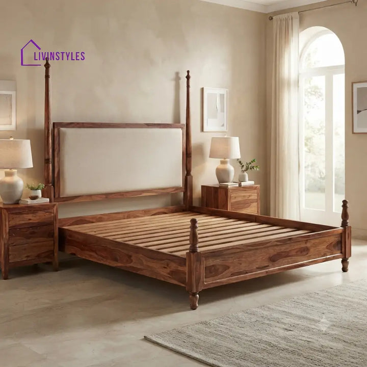 Noah Solid Sheesham Wood Poster Bed Without Storage