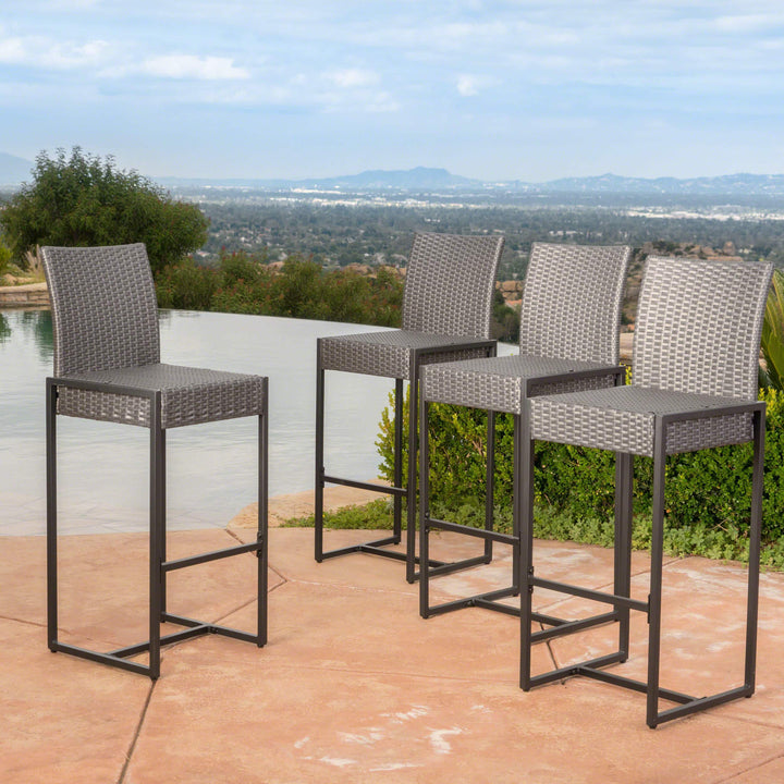 Agnese Outdoor Patio Bar Chair 4 Chairs For Balcony (Grey)