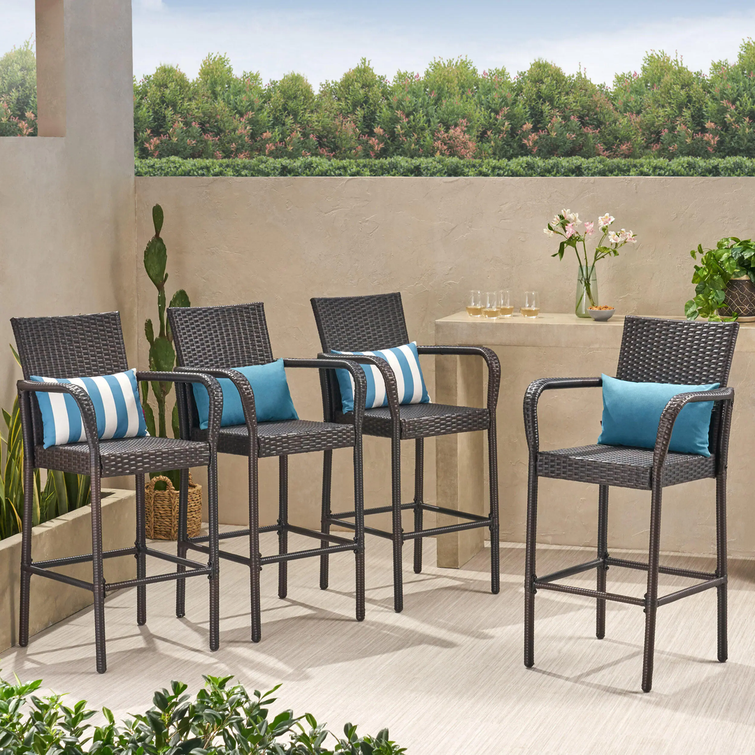 Dellucci Outdoor Patio Bar Chair 4 Chairs For Balcony (Brown)