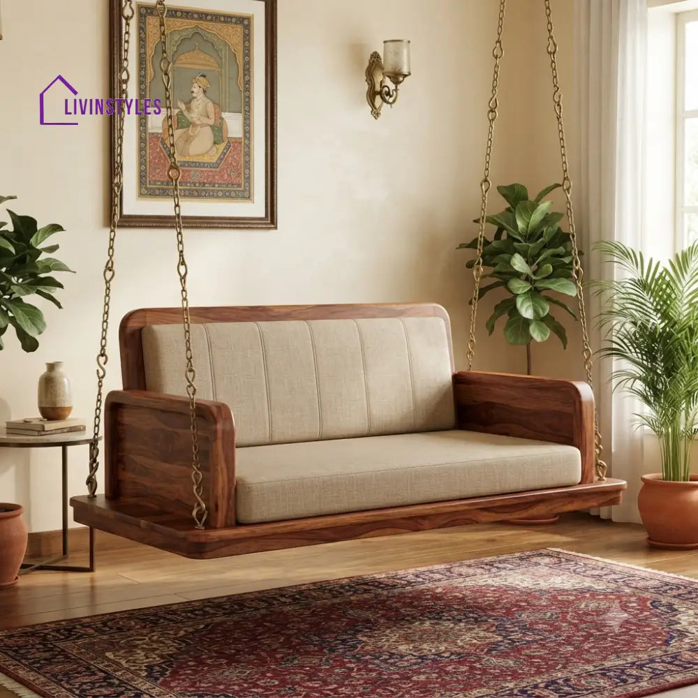 Noé 2 Seater Wooden Swing for Home | Wooden Jhula for home