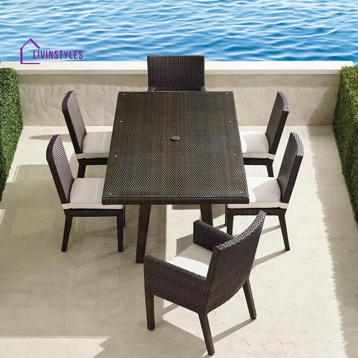 Noelia Outdoor Patio Dining Set 6 Chairs and 1 Table (Dark Brown) - Dining sets