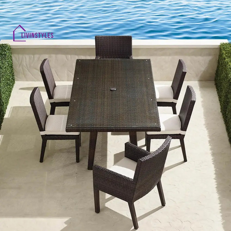 Noelia Outdoor Patio Dining Set 6 Chairs and 1 Table (Dark Brown) - Dining sets