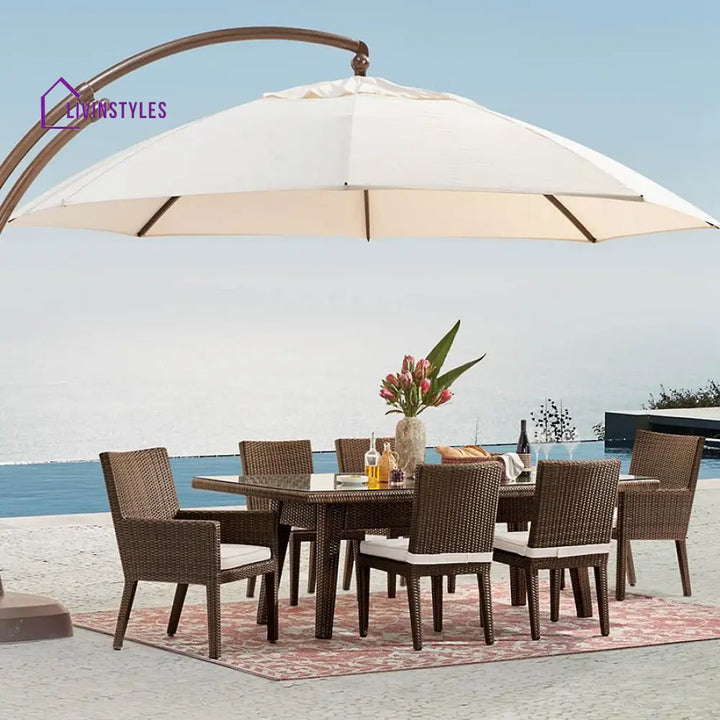 Noelia Outdoor Patio Dining Set 6 Chairs and 1 Table (Dark Brown) - Dining sets