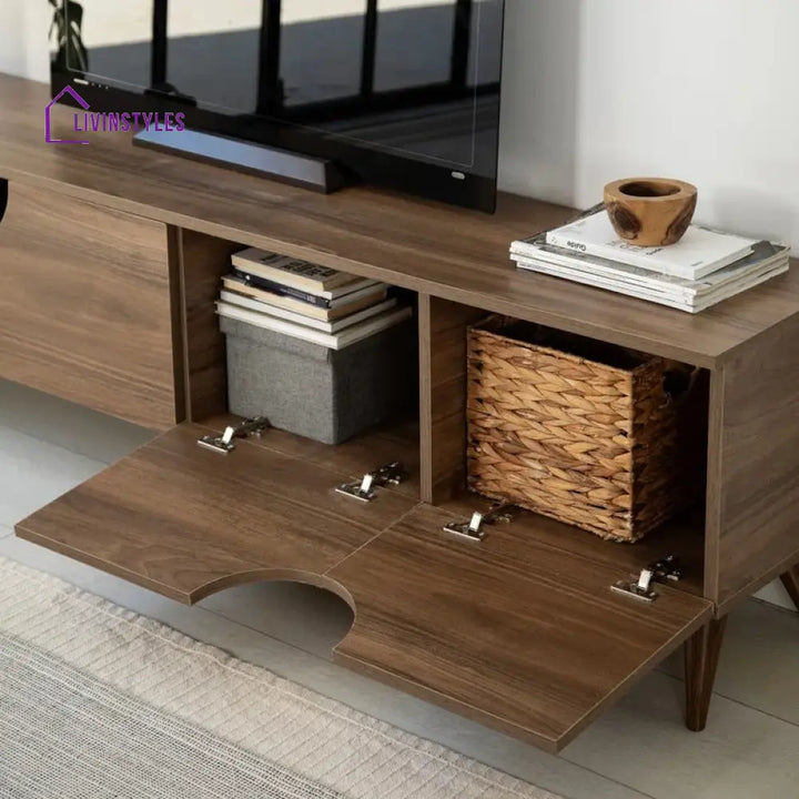Noelia Wooden Finish Tv Unit Stand for Living Room