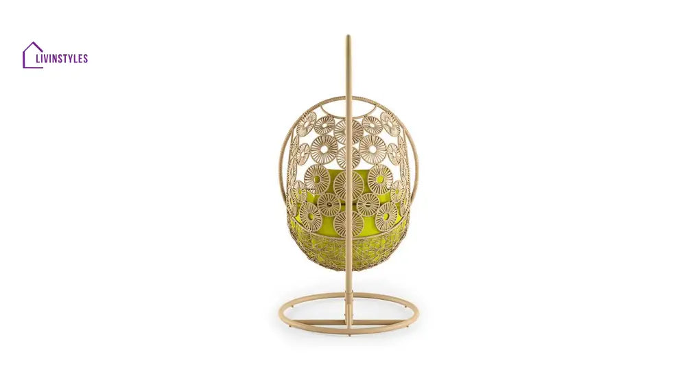 Noemi Single Seater Hanging Swing With Stand For Balcony Garden Swing (Honey) - Swings