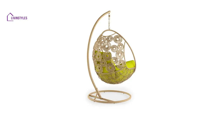 Noemi Single Seater Hanging Swing With Stand For Balcony Garden Swing (Honey) - Swings