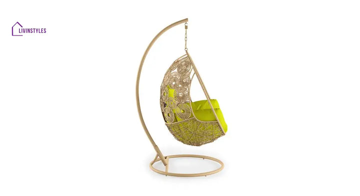 Noemi Single Seater Hanging Swing With Stand For Balcony Garden Swing (Honey) - Swings