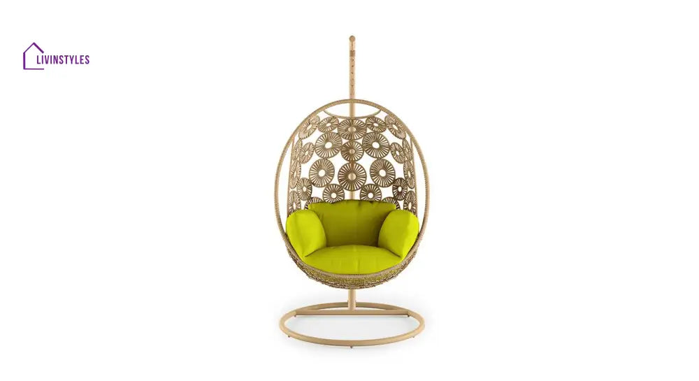 Noemi Single Seater Hanging Swing With Stand For Balcony Garden Swing (Honey) - Swings